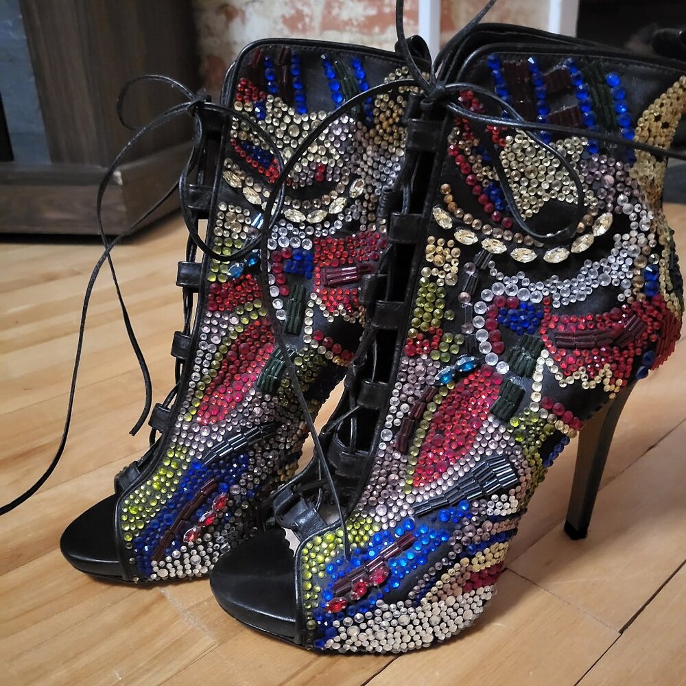 Women's rhinestone peep sandal